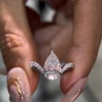 2.18ct Lab-Grown Pear Diamond Ring, E VS1, 18K White Gold Twisted Pavé