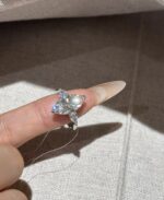 5.00ct Marquise-Cut with Pear-Side-Stones Lab-Grown Diamond Ring (D Color, VVS1, 18K White Gold) - 图片 3