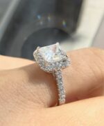 2.00 Carat Princess-Cut Halo Lab-Grown Diamond Ring (D Color, VVS1, 18K White Gold) - 图片 2