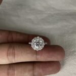 3.45-Carat Round Lab-Grown Diamond Ring: D Color, VVS1 Clarity with Sunflower Halo in 14K White Gold