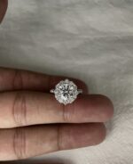 3.45-Carat Round Lab-Grown Diamond Ring: D Color, VVS1 Clarity with Sunflower Halo in 14K White Gold