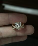 2ct Heart-Cut Lab-Grown Diamond Ring with Pavé Band: D Color, VS1 Clarity in 18K Gold