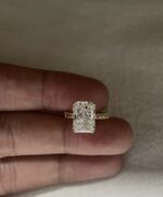 4.0-Carat Radiant Cut Lab-Grown Diamond Ring: D Color, VVS1 Clarity in 18K Yellow Gold with Milgrain