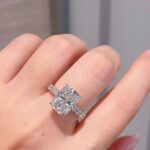 6.33-Carat Cushion-Cut Lab-Grown Diamond Ring: 4-Prong Setting & Half-Pavé Band in 14K White Gold