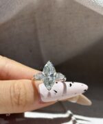 5.00ct Marquise-Cut with Pear-Side-Stones Lab-Grown Diamond Ring (D Color, VVS1, 18K White Gold)