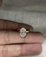 2-Carat Lab-Grown Oval Diamond Ring: Hidden Halo in 14K Gold