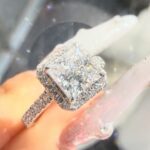 2.00 Carat Princess-Cut Halo Lab-Grown Diamond Ring (D Color, VVS1, 18K White Gold)