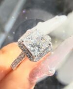 2.00 Carat Princess-Cut Halo Lab-Grown Diamond Ring (D Color, VVS1, 18K White Gold)